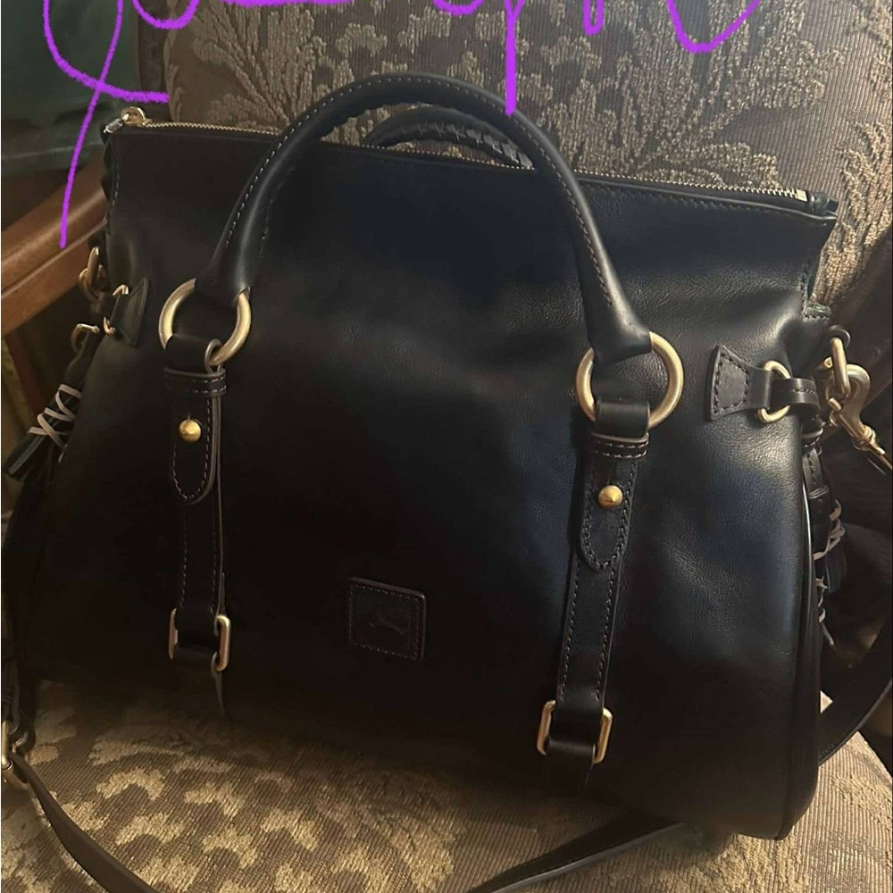 Dooney & Bourke Black Satchel with Gold Accents